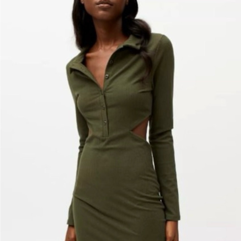 Urban Outfitters Khaki Long Sleeve Dress